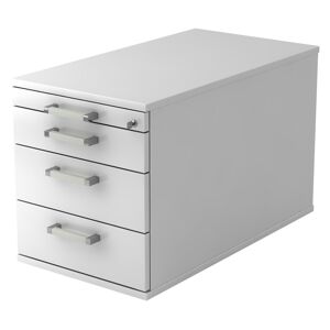 hjh OFFICE PRO SIGNA TC30 CE - Caisson bureau sur roulettes Blanc avec 3 tiroirs poignee chrome metal