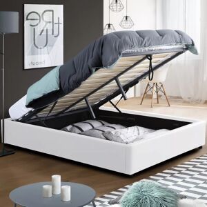 IDMarket Sommier coffre de rangement 140x190 cm blanc