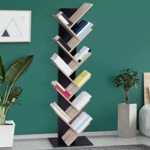 IDMarket Bibliothèque arbre bois noir et façon hêtre 10 niveaux