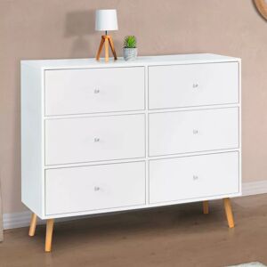 IDMarket Commode scandinave 6 tiroirs bois blanc - Publicité