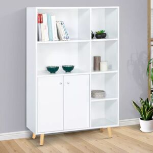 IDMarket Bibliothèque scandinave 2 portes bois blanc