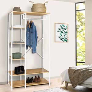 IDMarket Dressing penderie avec étagère style industriel blanc 90 cm