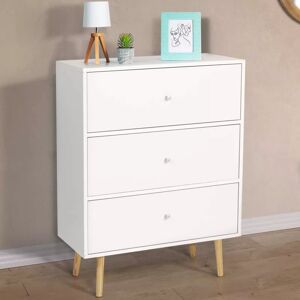 IDMarket Commode scandinave 3 tiroirs blanc - Publicité