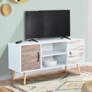 IDMarket Meuble TV scandinave blanc 2 portes