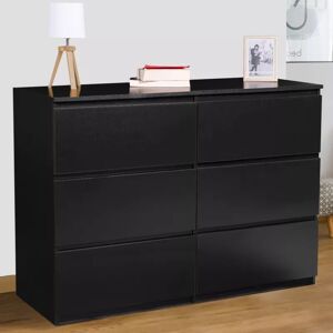 IDMarket Commode 6 tiroirs design bois noir - Publicité