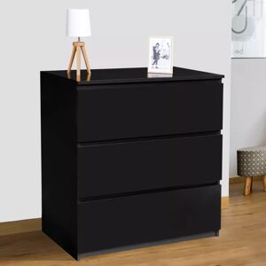 IDMarket Commode 3 tiroirs design bois noir