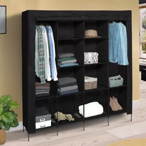 IDMarket Armoire penderie en tissu noir