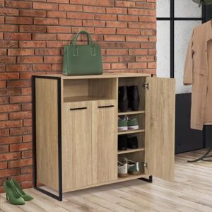 IDMarket Armoire à chaussures avec portes et une niche bois et métal