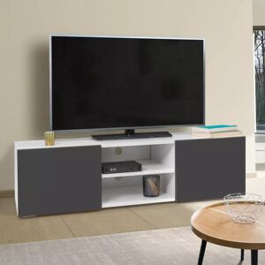 IDMarket Meuble TV blanc et gris anthracite