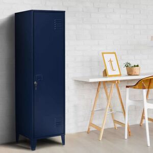 IDMarket Armoire vestiaire porte métallique bleue industrielle