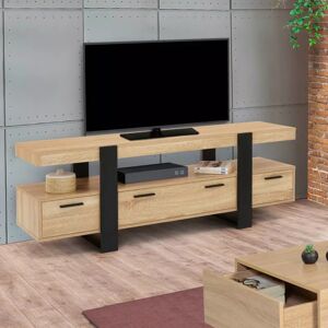 IDMarket Meuble télé noir et bois 140 cm avec 3 tiroirs - Publicité