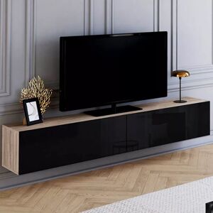 IDMarket Meuble télé suspendu noir et bois 180 cm - Publicité