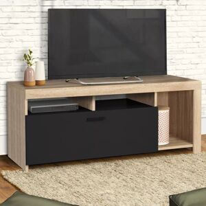 IDMarket Meuble TV bois et placard noir moderne