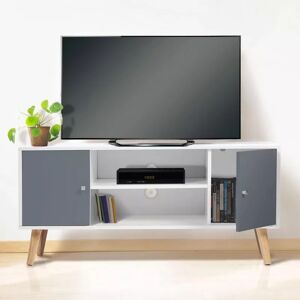 IDMarket Meuble TV scandinave gris et blanc