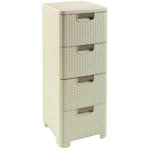 Curver STYLE 4x14L Tour a tiroirs rotin 33 x 38 x 79 cm creme 06605-885