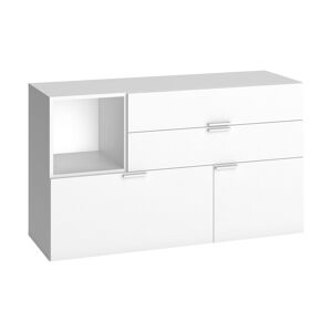 Terre de Nuit Commode 3 tiroirs 1 porte avec niche de rangement en bois blanc - CO17009 - Publicité