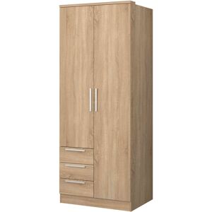 Terre de Nuit Armoire 2 portes 3 tiroirs en bois imitation chêne - AR9002