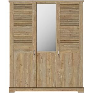 Terre de Nuit Armoire en bois clair 3 portes avec miroir - AR5070