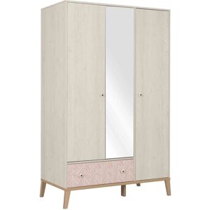 Terre de Nuit Armoire enfant 3 portes 1 tiroir en bois imitation chêne blanchi - AR5058