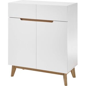 Terre de Nuit Commode 4 tiroirs 2 portes en bois blanc et chene - CO16001-2