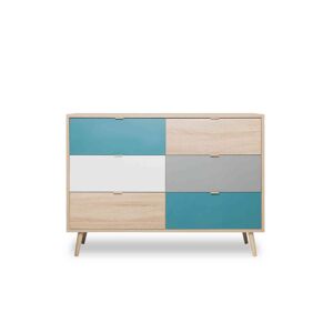 Terre de Nuit Commode scandinave 6 tiroirs multicolore CO7001