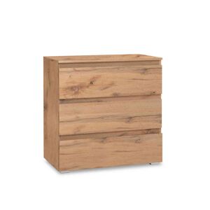 Terre de Nuit Commode 3 tiroirs en bois imitation chêne - CO7017