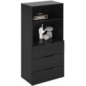 Terre de Nuit Commode 2 niches 3 tiroirs en bois noir satiné - CO13034-4