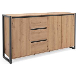 Terre de Nuit Commode 3 portes 3 tiroirs en bois imitation chêne - CO7109-3