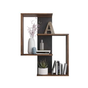 Terre de Nuit Etagère murale style contemporain en bois old style foncé - ET13037-3