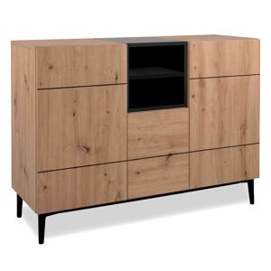 Terre de Nuit Commode 1 niche 3 portes imitation chêne artisan et noir - CO7075-2