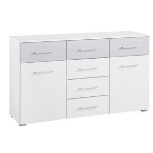 Deladeco Commode adulte moderne 140 cm blanc/gris Preston Blanc/gris - Publicité