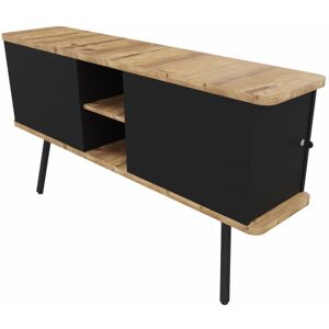 Matelpro Caisson de bureau suspendu 2 portes pour bureau bench Allan Blanc/noir, nebraska/noir ou timber/noir  143x75x32,5 cm - Publicité