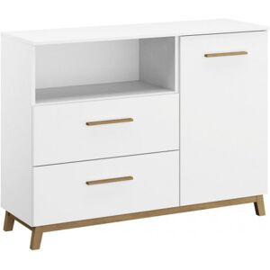 Deladeco Commode scandinave blanc/chêne Edisson Blanc - Publicité