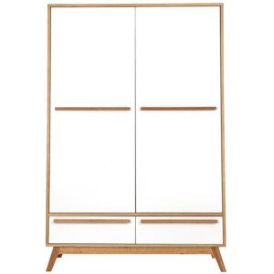 Miliboo Armoire design avec penderie finition bois clair et blanc mat L120 cm HELIA