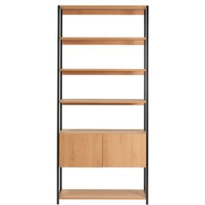 Miliboo Bibliothèque étagère avec rangement fermé finition bois clair chêne et métal noir L94 cm FLEA - Publicité