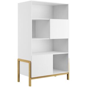 Miliboo Bibliothèque scandinave multi rangements blanche et bois clair chêne massif L90 cm CELESTINE - Publicité