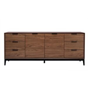 Miliboo Buffet vintage finition bois foncé noyer et métal noir avec rangements L180 cm SARTO - Publicité