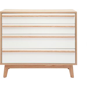 Miliboo Commode scandinave blanc mat et bois 4 tiroirs L90 cm HELIA - Publicité