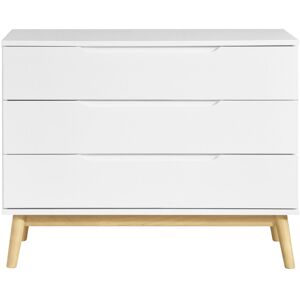 Miliboo Commode scandinave blanc mat et bois clair 3 tiroirs L90 cm FELIX