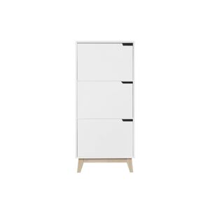 Miliboo Meuble de rangement haut blanc et bois clair 3 portes L60 cm LEENA - Publicité