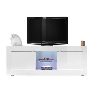 Miliboo Meuble TV design blanc laqué L180 cm LATTE - Publicité