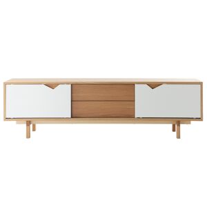 Miliboo Meuble TV scandinave blanc et bois L180 cm ACOUSTIC - Publicité