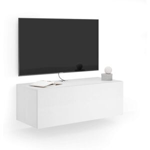 Mobili Fiver Meuble TV Mural Easy Avec Porte Abattante, Frene Blanc