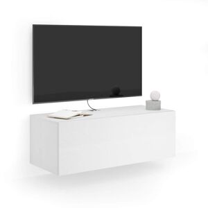 Mobili Fiver Meuble TV Mural Easy Avec Porte Abattante, Frêne Blanc