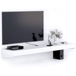 Mobili Fiver Support TV Mural Evolution 180x40 Frene Blanc avec Chargeur Sans Fil