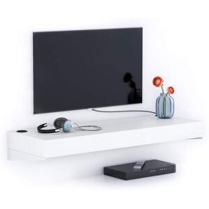 Mobili Fiver Support TV Mural Evolution 120x40, Frêne Blanc avec Chargeur Sans Fil