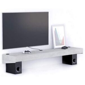 Mobili Fiver Support TV Mural Evolution 180x40, Gris Beton avec Chargeur Sans Fil