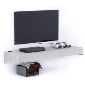 Mobili Fiver Support TV Mural Evolution 120x40, Gris Beton avec Chargeur Sans Fil