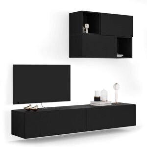 Mobili Fiver Ensemble Mural Easy 4, Frêne Noir, 208x44x185 cm