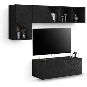 Mobili Fiver Ensemble Mural Emma 3 Noir Beton 176x44x170 cm